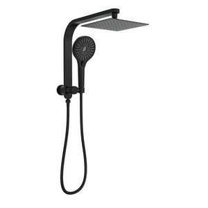 LINSOL OCEANJET SQUARE TWIN SHOWER WITH SHORT RAIL 200MM MATTE BLACK