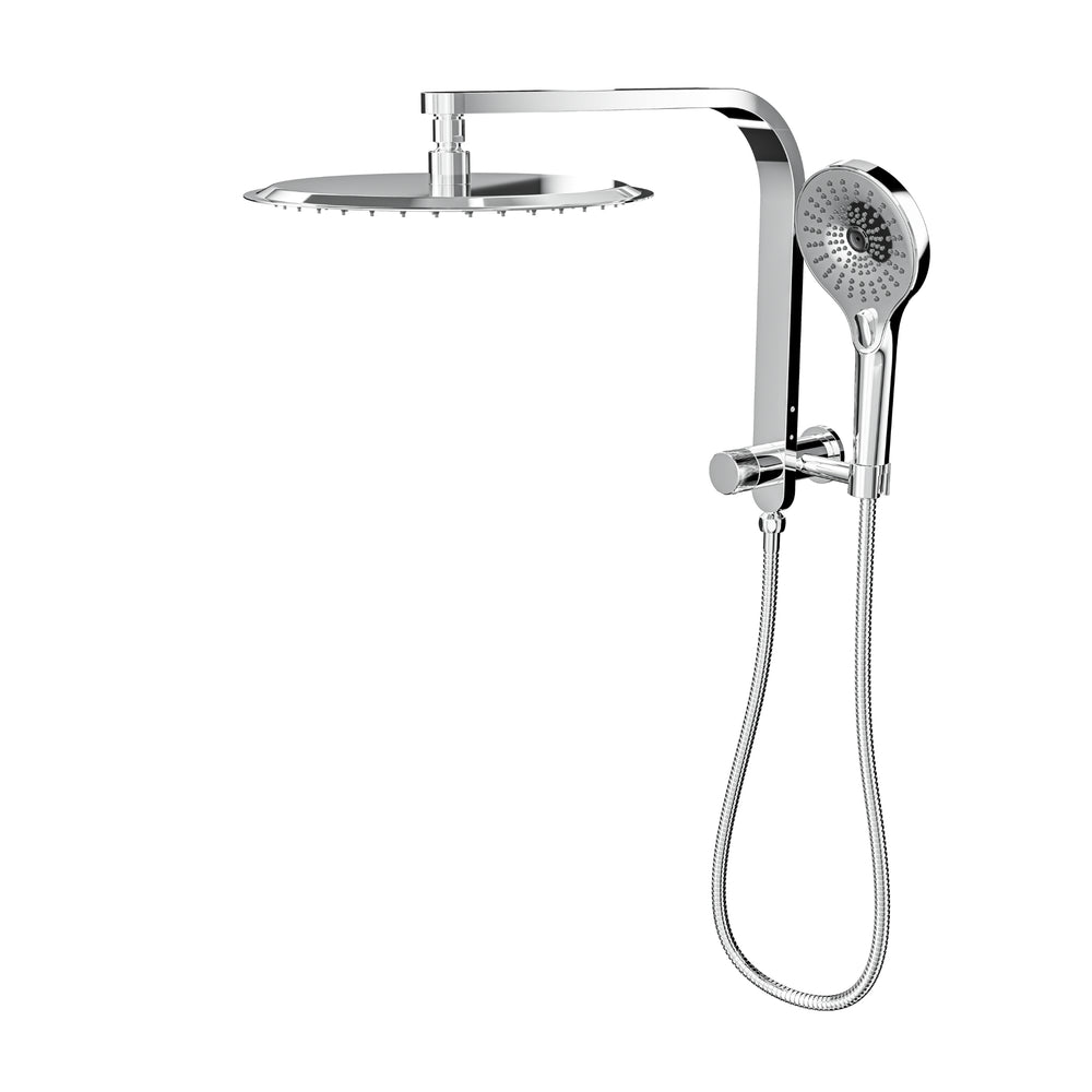LINSOL OCEANJET ROUND TWIN SHOWER WITH SHORT RAIL 369MM CHROME
