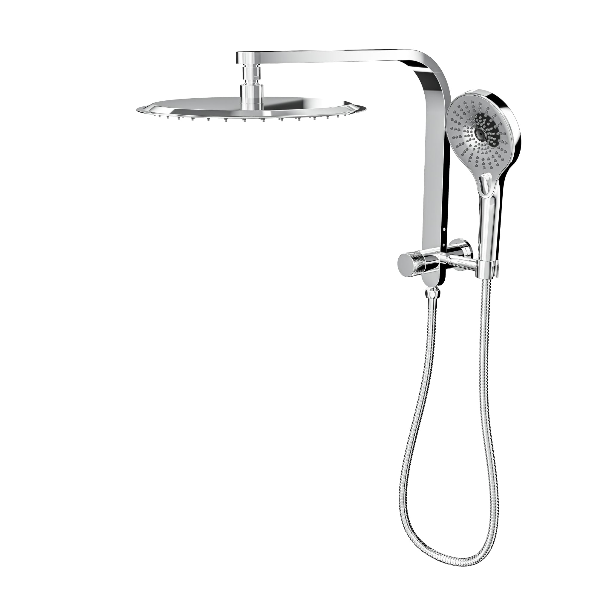 LINSOL OCEANJET ROUND TWIN SHOWER WITH SHORT RAIL 369MM CHROME
