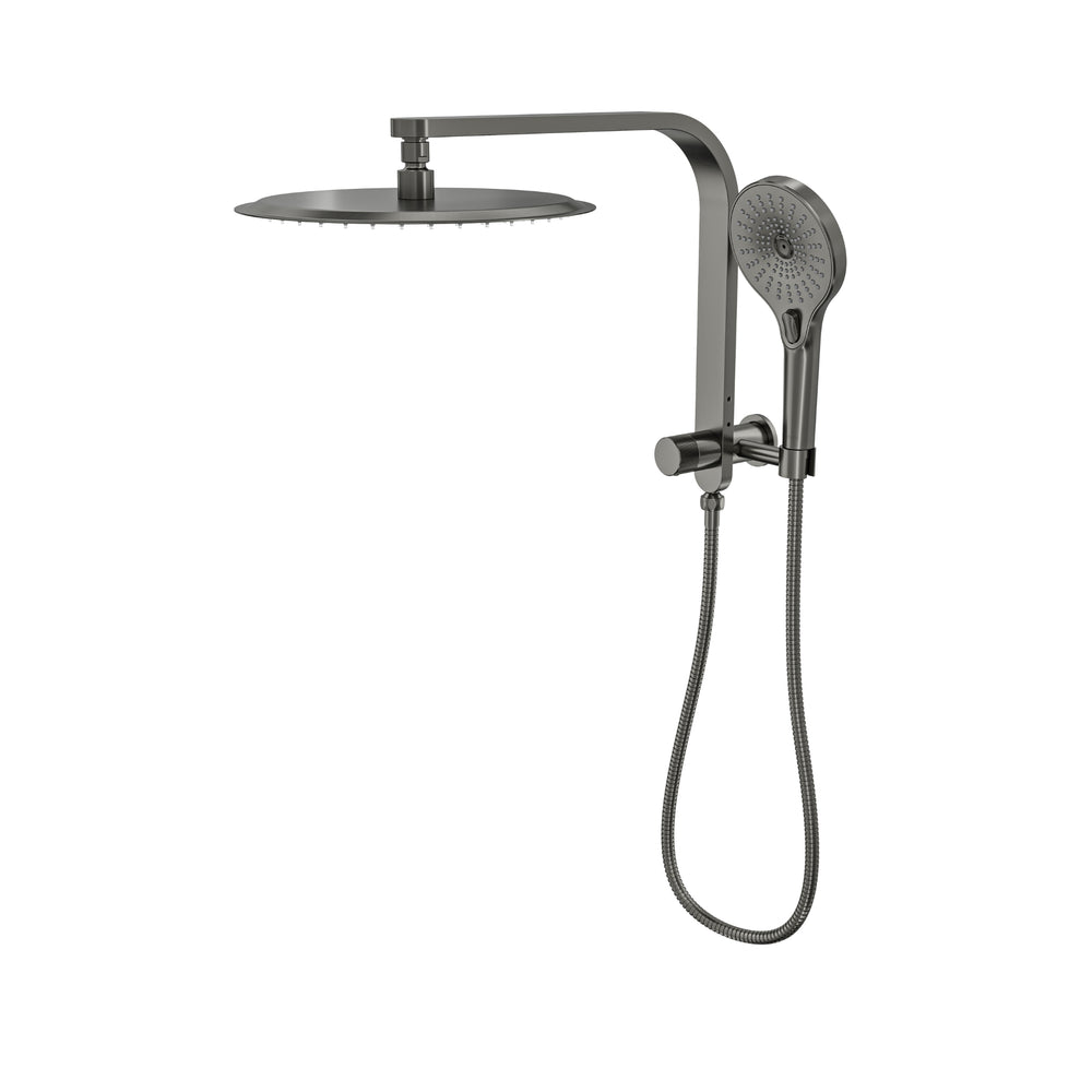 LINSOL OCEANJET ROUND TWIN SHOWER WITH SHORT RAIL 369MM GUN METAL