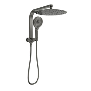 LINSOL OCEANJET ROUND TWIN SHOWER WITH SHORT RAIL 369MM GUN METAL