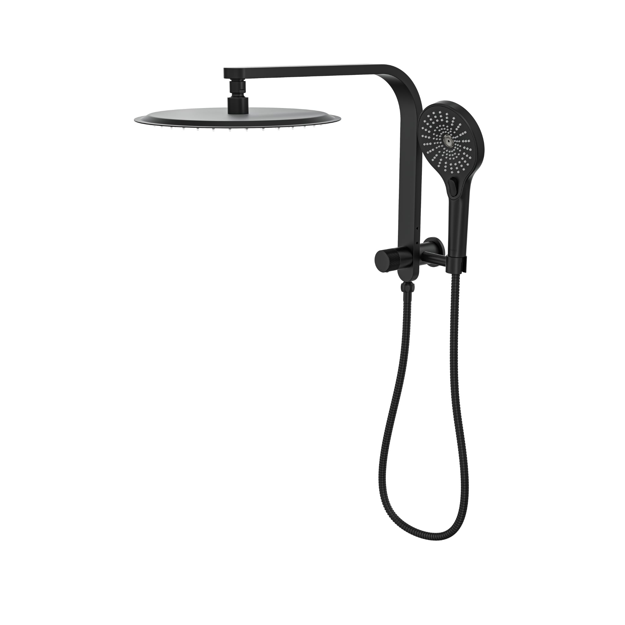 LINSOL OCEANJET ROUND TWIN SHOWER WITH SHORT RAIL 369MM MATTE BLACK