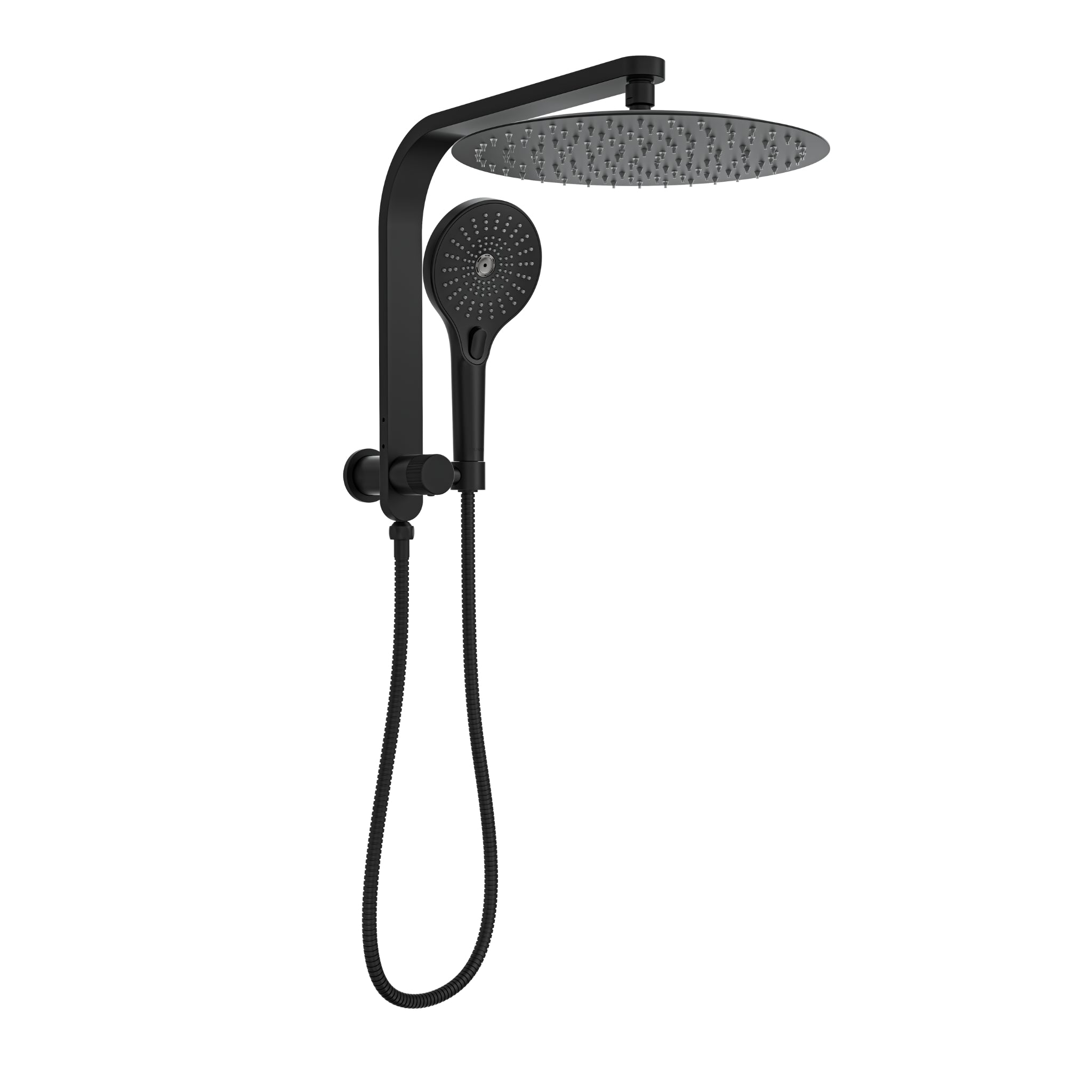 LINSOL OCEANJET ROUND TWIN SHOWER WITH SHORT RAIL 369MM MATTE BLACK