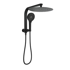 LINSOL OCEANJET ROUND TWIN SHOWER WITH SHORT RAIL 369MM MATTE BLACK