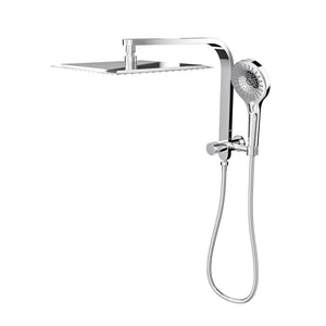 LINSOL OCEANJET SQUARE TWIN SHOWER WITH SHORT RAIL 369MM CHROME