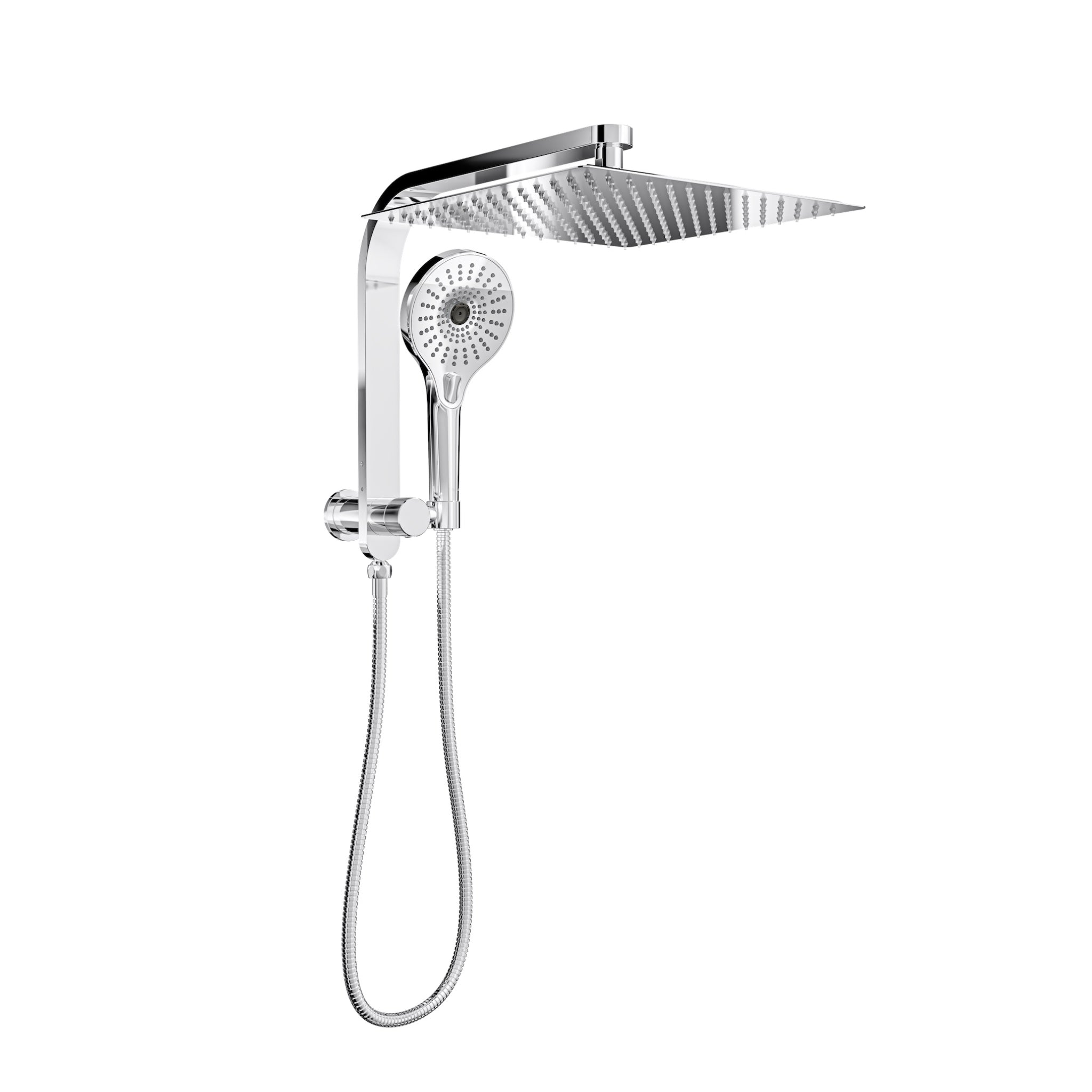 LINSOL OCEANJET SQUARE TWIN SHOWER WITH SHORT RAIL 369MM CHROME
