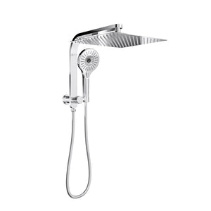 LINSOL OCEANJET SQUARE TWIN SHOWER WITH SHORT RAIL 369MM CHROME