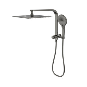 LINSOL OCEANJET SQUARE TWIN SHOWER WITH SHORT RAIL 369MM GUN METAL