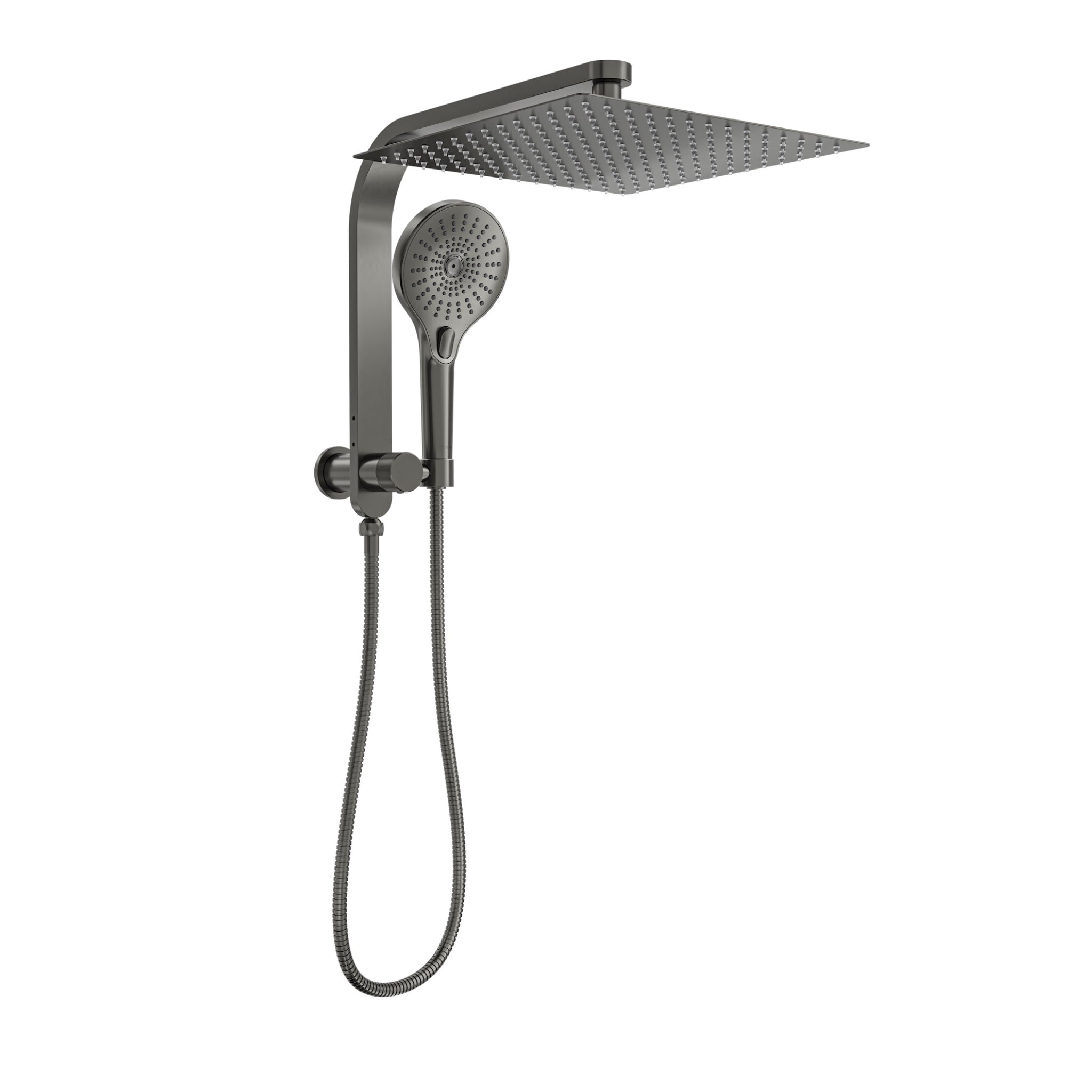 LINSOL OCEANJET SQUARE TWIN SHOWER WITH SHORT RAIL 369MM GUN METAL