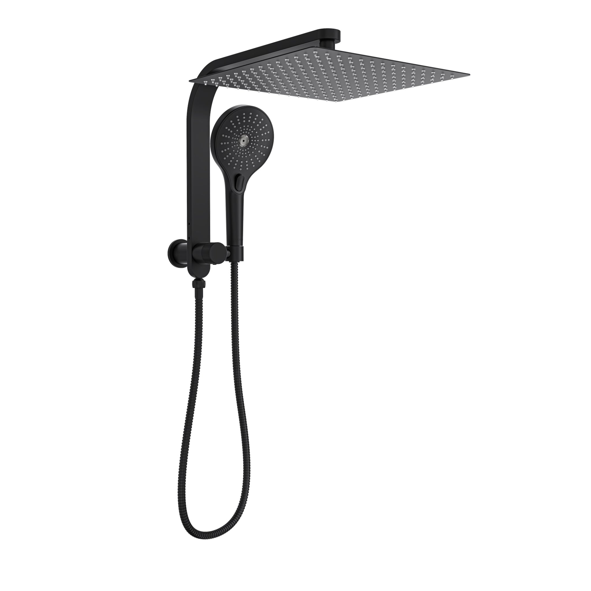 LINSOL OCEANJET SQUARE TWIN SHOWER WITH SHORT RAIL 369MM MATTE BLACK