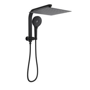 LINSOL OCEANJET SQUARE TWIN SHOWER WITH SHORT RAIL 369MM MATTE BLACK