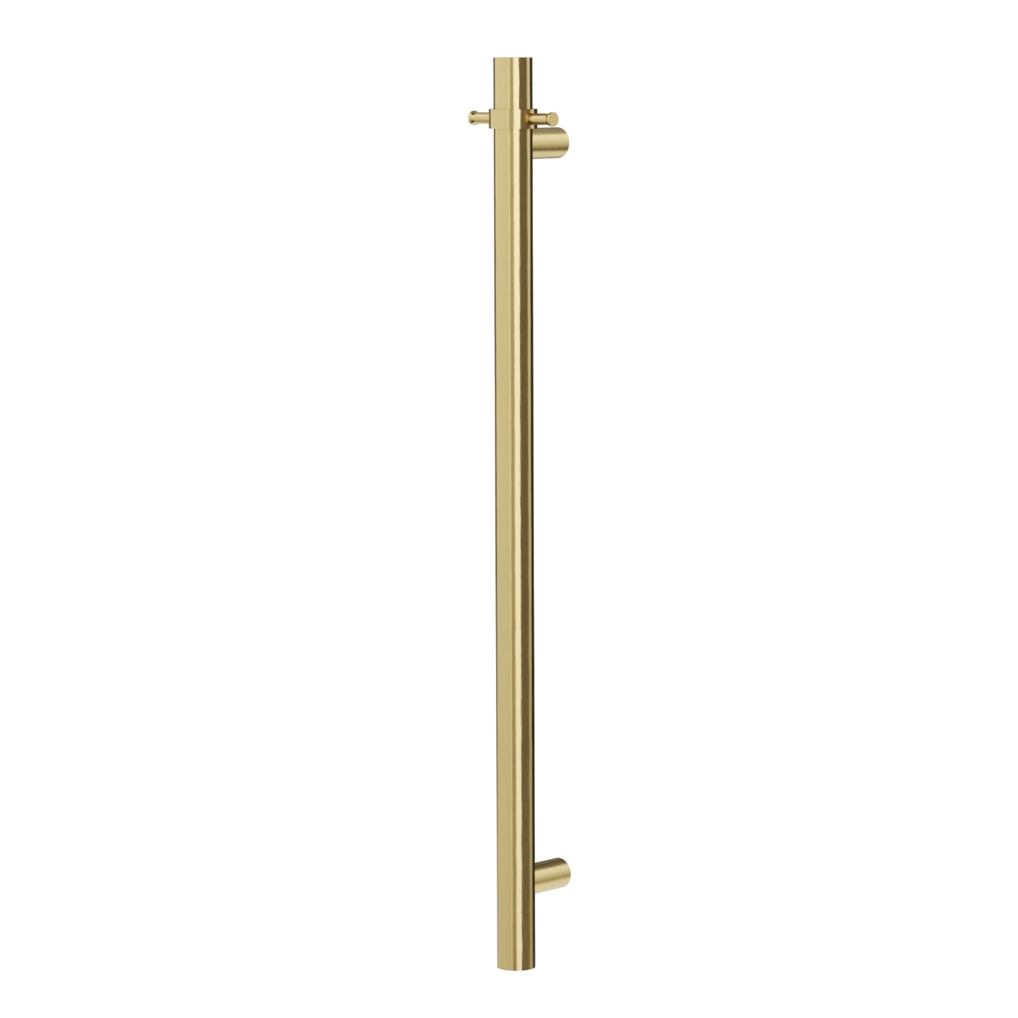 LINSOL ALLEGRA ROUND VERTICAL HEATED TOWEL RAIL WITH T-BAR BRUSHED BRASS 950MM