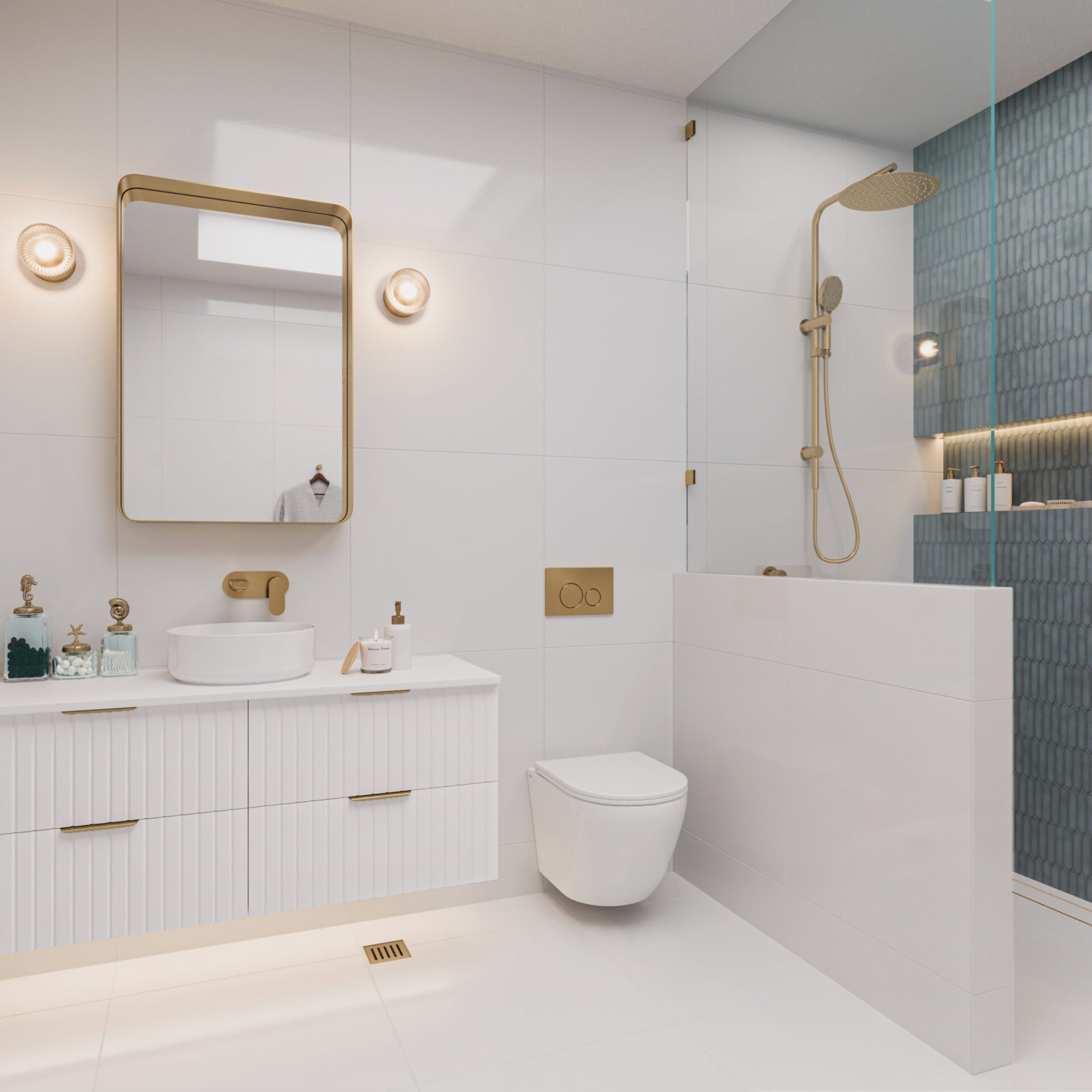 LINSOL SOULJET TWIN SHOWER 982MM BRUSHED BRASS