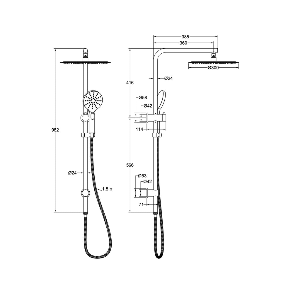 LINSOL SOULJET TWIN SHOWER 982MM BRUSHED BRASS