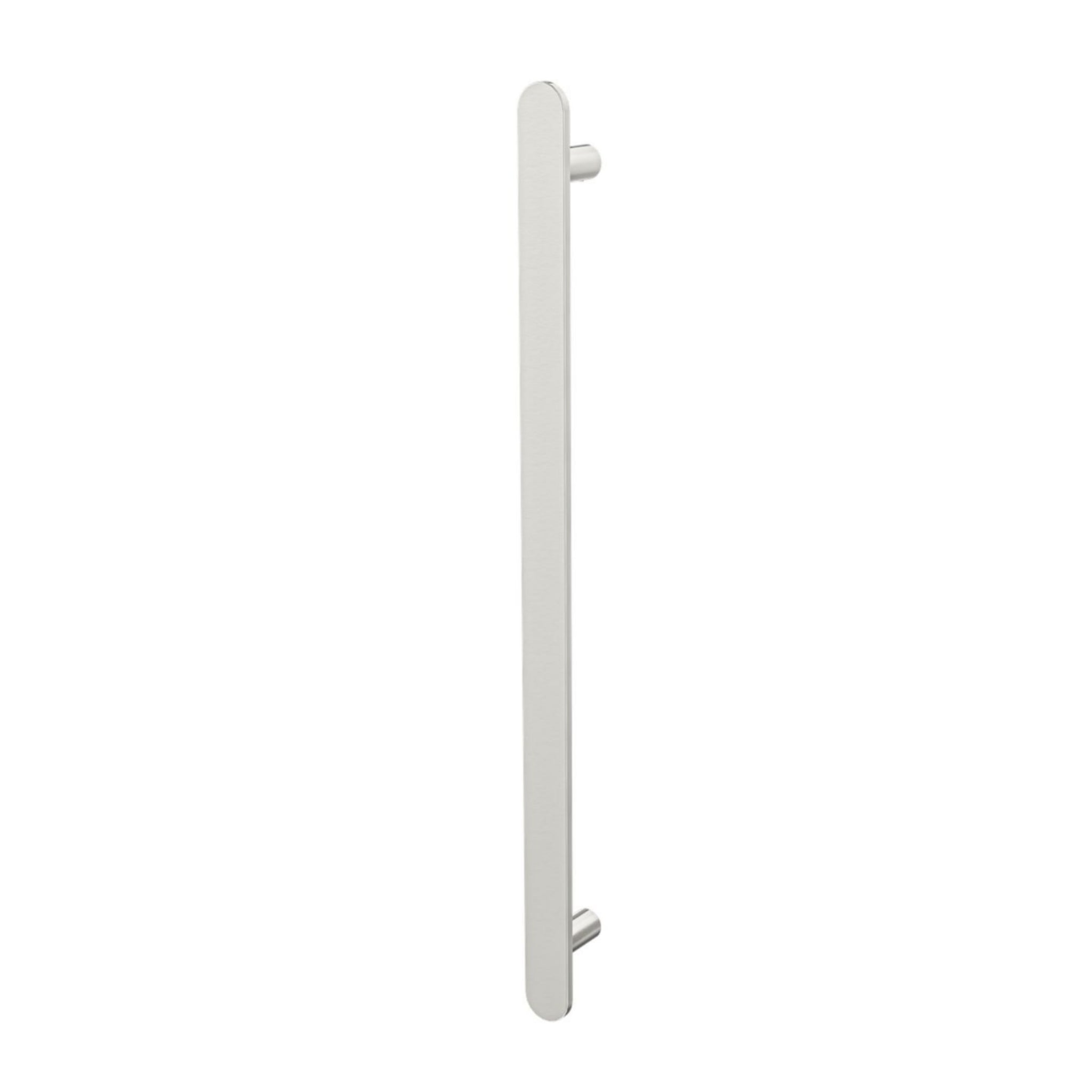 LINSOL ALLEGRA ROUND VERTICAL HEATED TOWEL RAIL WITH T-BAR BRUSHED NICKEL 950MM