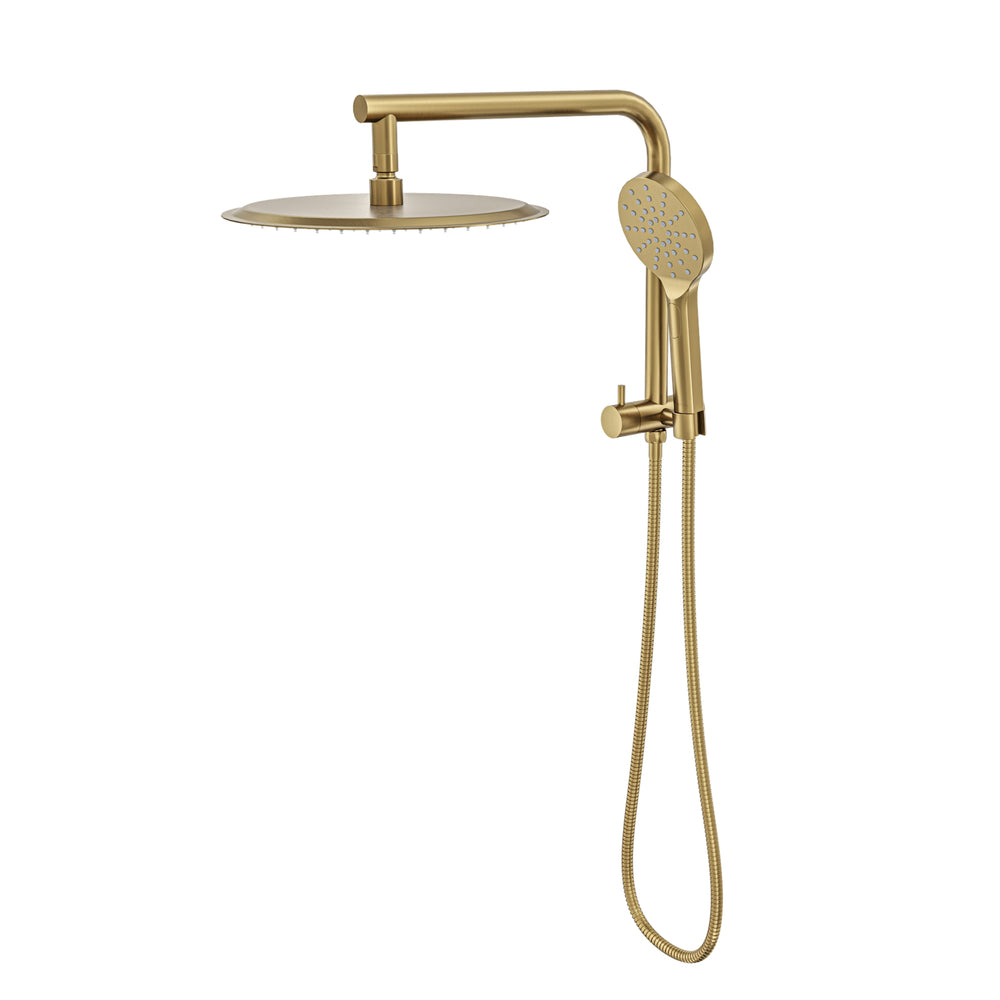 LINSOL SOULJET TWIN SHOWER WITH SHORT RAIL 342MM BRUSHED BRASS