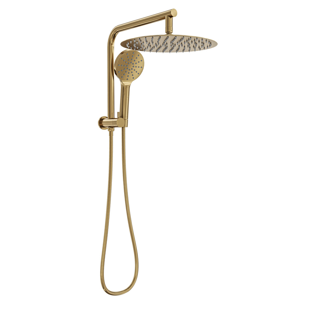 LINSOL SOULJET TWIN SHOWER WITH SHORT RAIL 342MM BRUSHED BRASS
