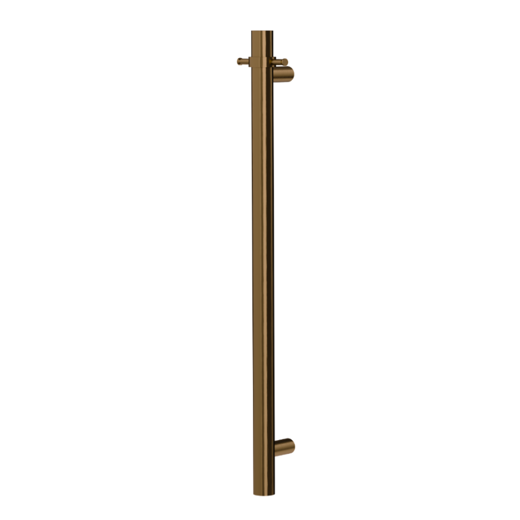 LINSOL ALLEGRA ROUND VERTICAL HEATED TOWEL RAIL WITH T-BAR AGED BRONZE 950MM