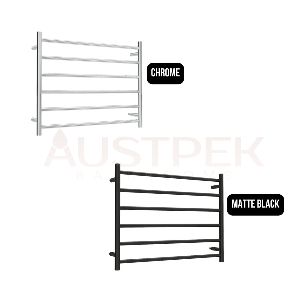 LINSOL ALLEGRA 6 BAR WIDE HEATED TOWEL RAIL CHROME 650MM
