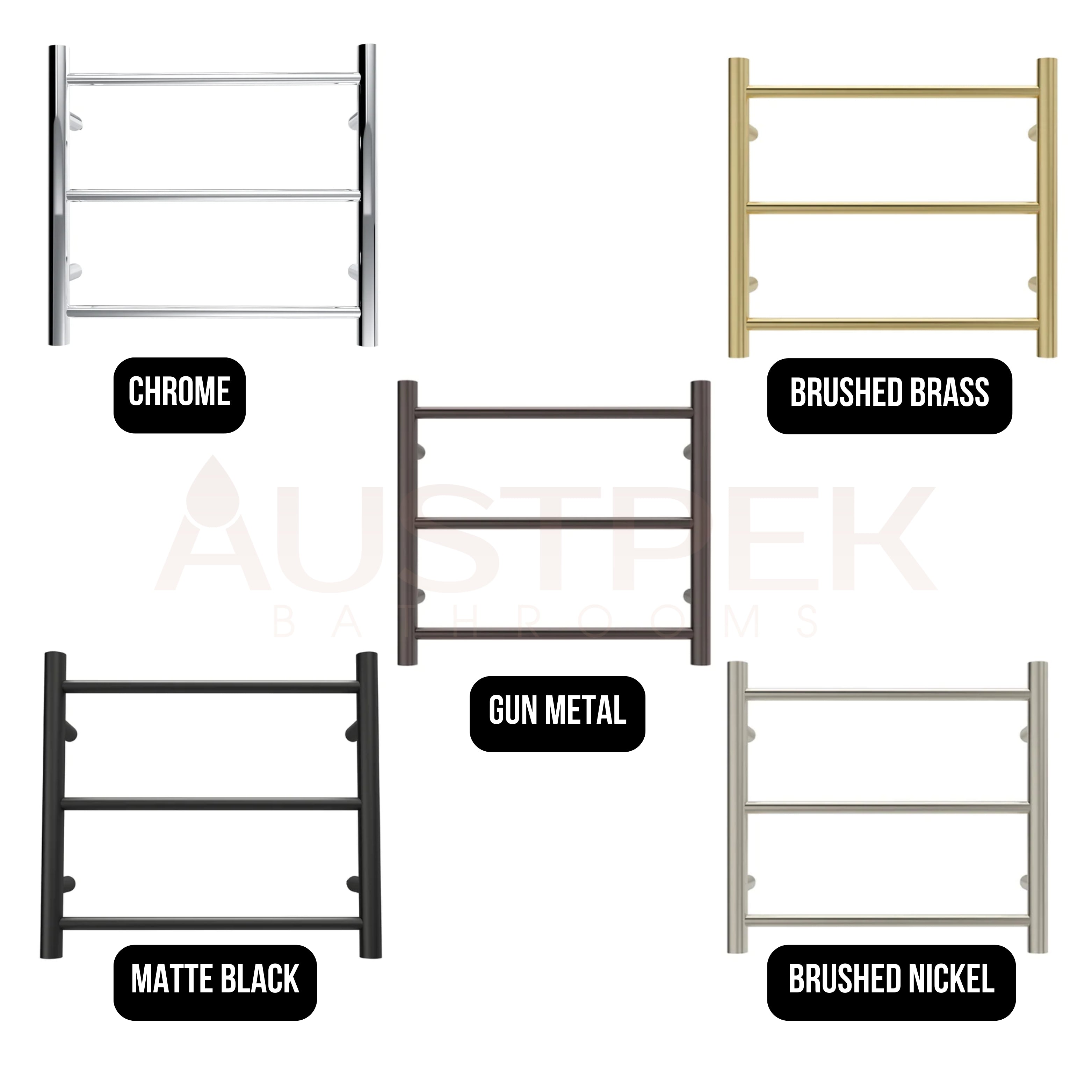 LINSOL AVID 3 BAR HEATED TOWEL RAIL BRUSHED NICKEL 450MM