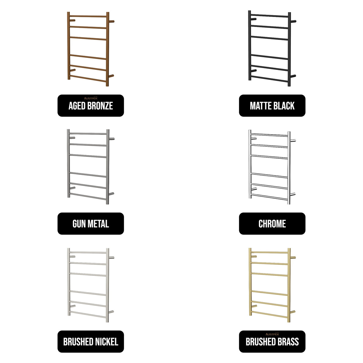 LINSOL AVID 6 BAR HEATED TOWEL RAIL AGED BRONZE 800MM
