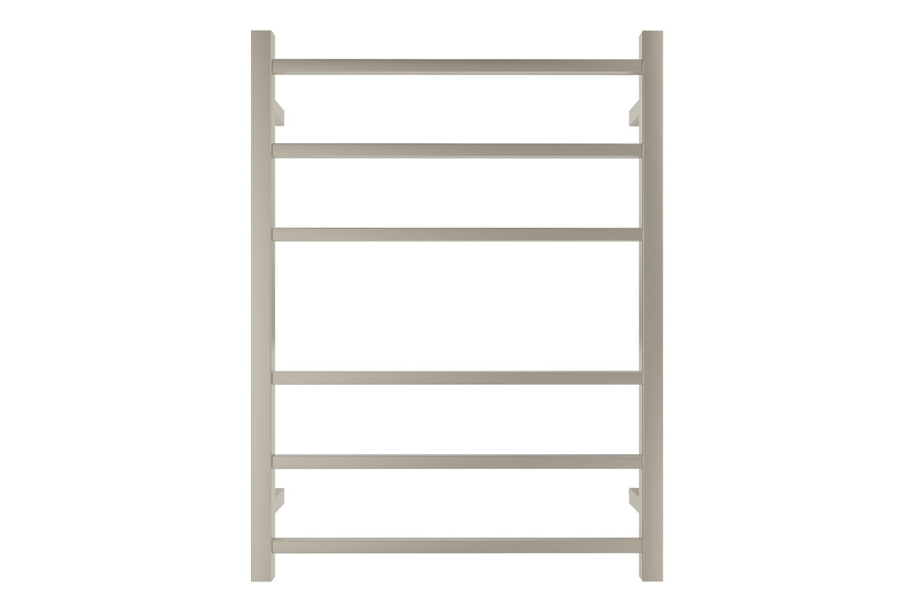 LINSOL SPIRIT 6 BAR HEATED TOWEL RAIL BRUSHED NICKEL 800MM