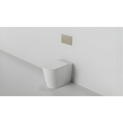ZUMI JAVA RIMLESS WALL FACED FLOOR PAN WITH R&T IN WALL CISTERN & FLUSH BUTTON PACKAGE GLOSS WHITE