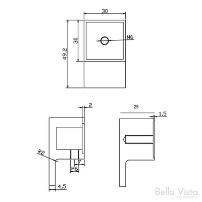 BELLA VISTA SHOWER SCREEN HANDLE WITH SQUARE LEVER BRUSHED NICKEL