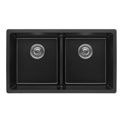 BELLA VISTA FOMOS DOUBLE BOWL GRANITE KITCHEN SINK BLACK 790MM
