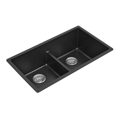 BELLA VISTA FOMOS DOUBLE BOWL GRANITE KITCHEN SINK BLACK 790MM