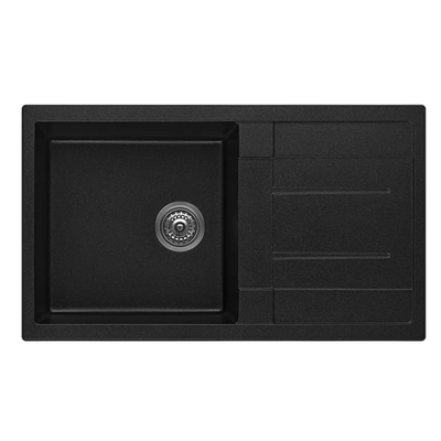 BELLA VISTA FOMOS SINGLE BOWL GRANITE KITCHEN SINK WITH DRAINER BLACK 860MM