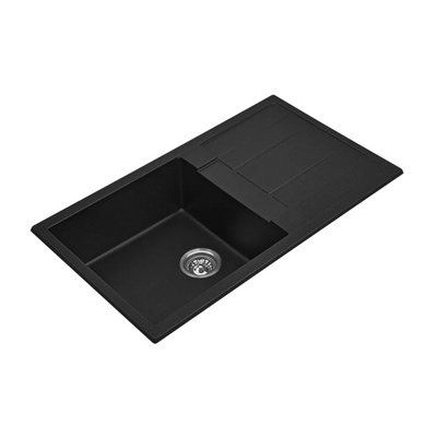 BELLA VISTA FOMOS SINGLE BOWL GRANITE KITCHEN SINK WITH DRAINER BLACK 860MM