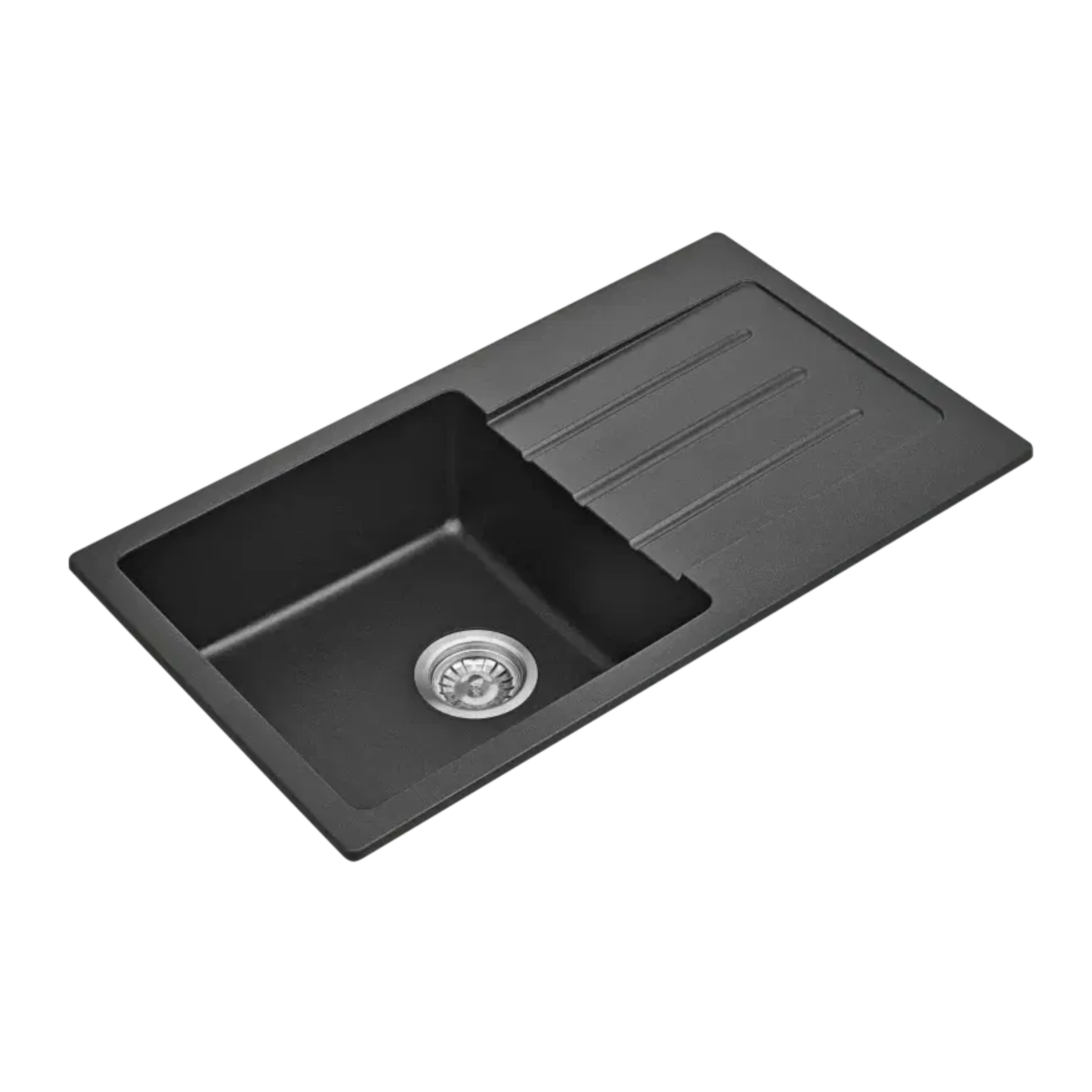 BELLA VISTA FOMOS SINGLE BOWL GRANITE KITCHEN SINK WITH DRAINER BLACK 770MM