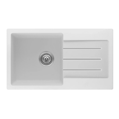 BELLA VISTA FOMOS SINGLE BOWL GRANITE KITCHEN SINK WITH DRAINER WHITE 770MM