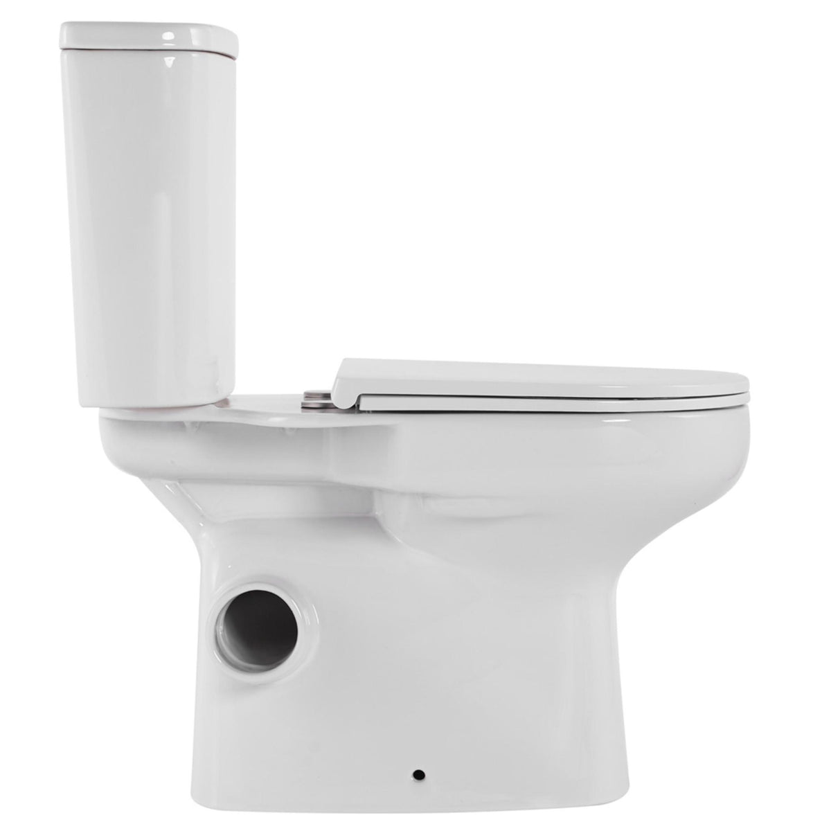 FIENZA PETRA CLOSE-COUPLED RIMLESS LEFT SKEW TRAP TOILET SUITE GLOSS WHITE WITH SLIM SEAT