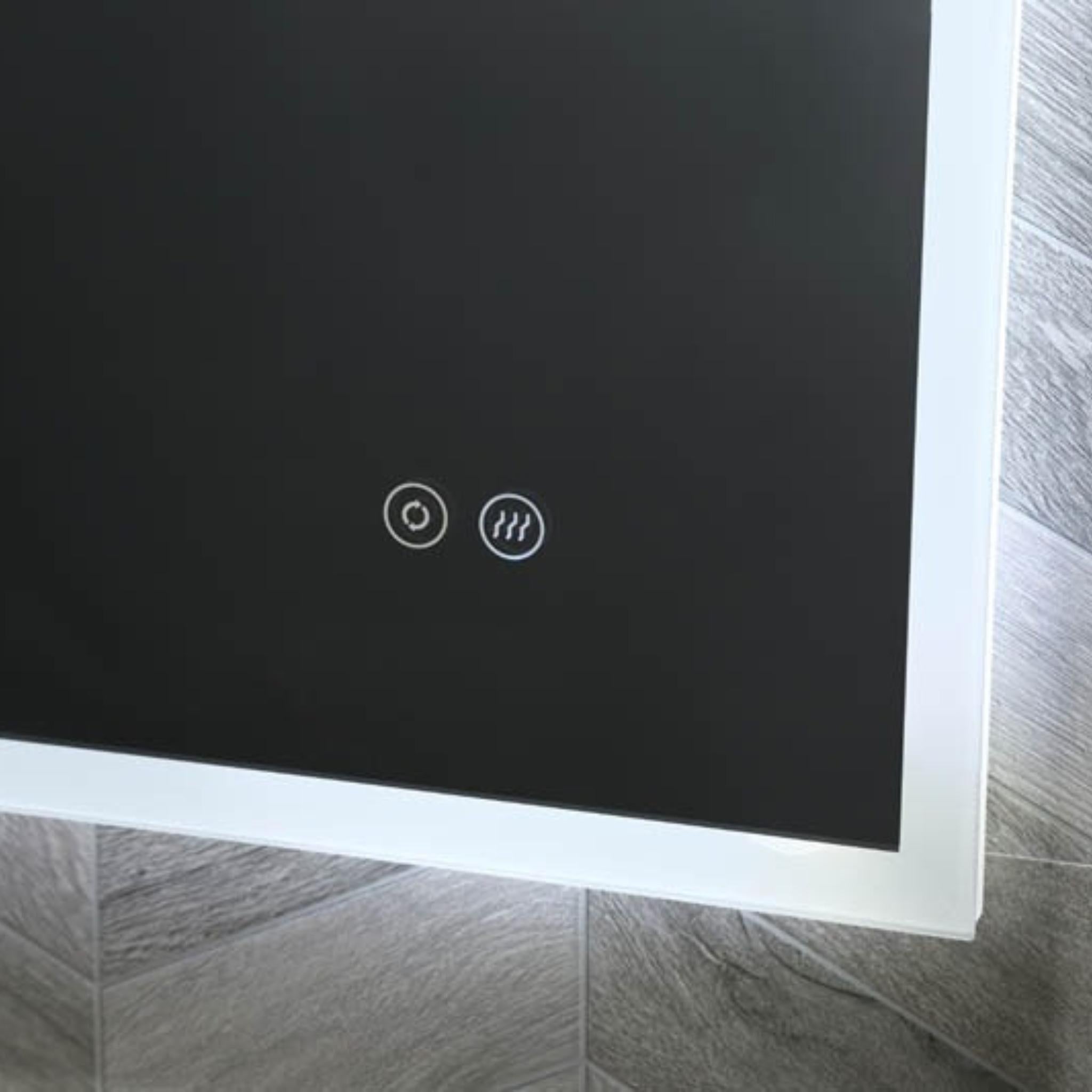 REMER KARA RECTANGLE FRAMELESS LED MIRROR W/ DEMISTER & PORTABLE MAGNIFIER 1200X750MM