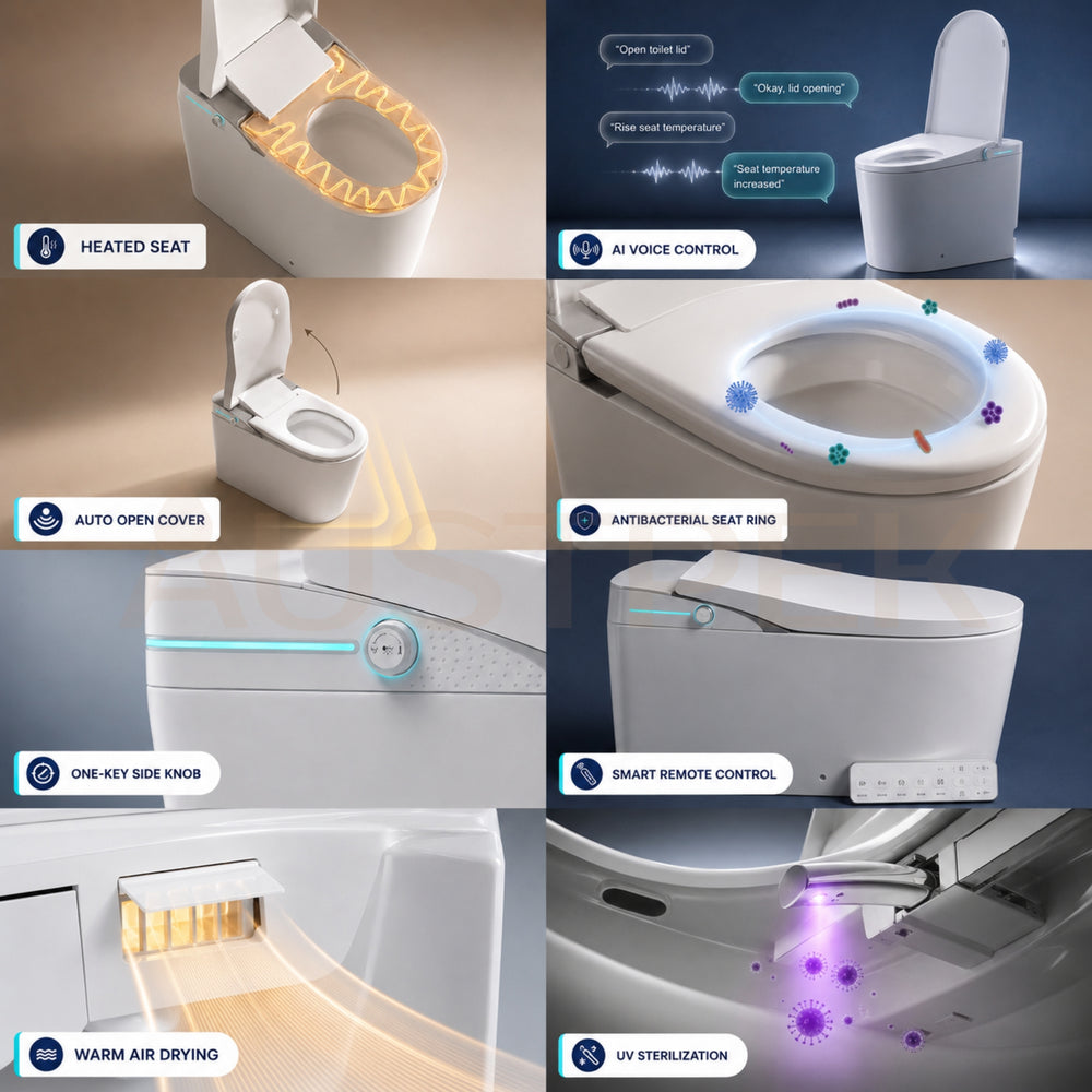 FLUVA K1 INTELLIGENT TOILET W/ AUTOFLUSH REMOTE CONTROLLED BIDET GLOSS WHITE