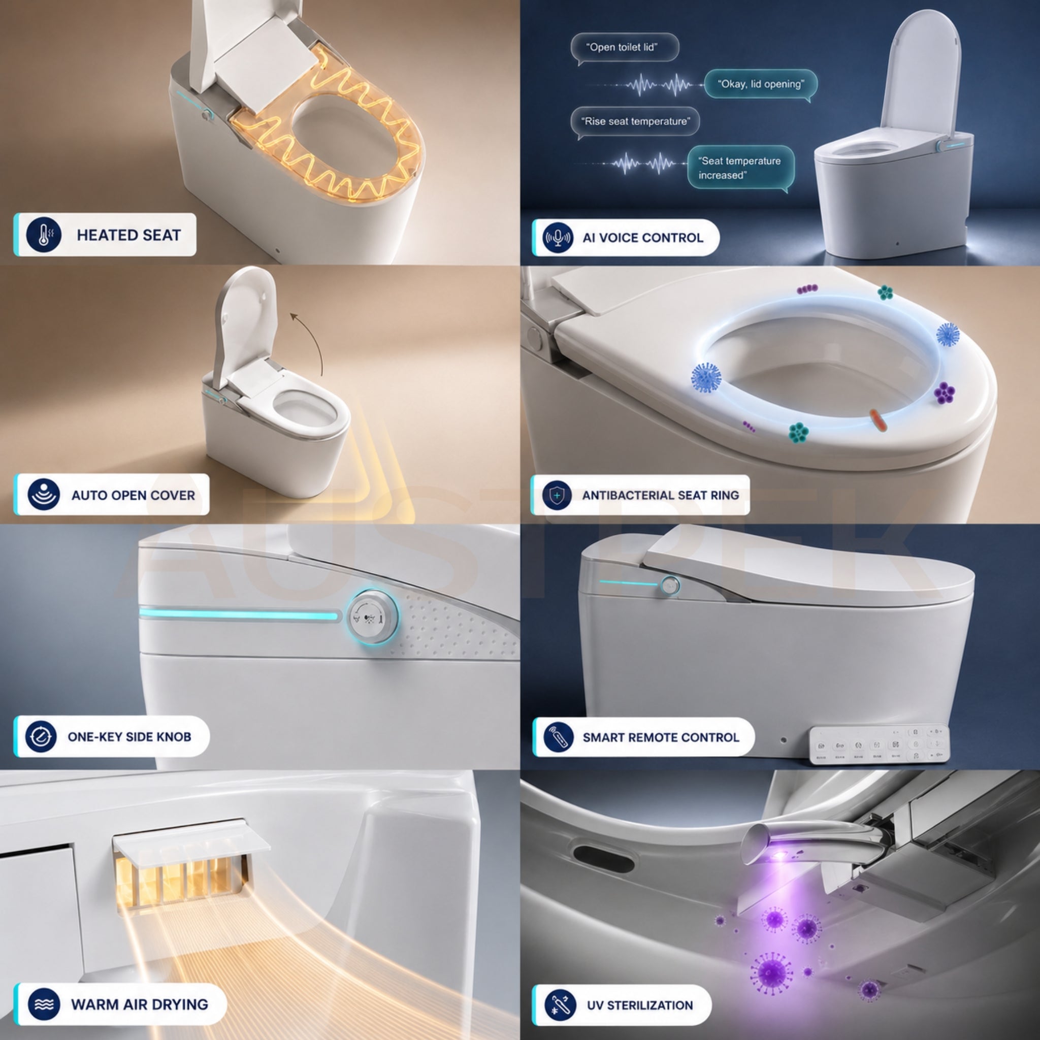 FLUVA K1 INTELLIGENT TOILET W/ AUTOFLUSH REMOTE CONTROLLED BIDET GLOSS WHITE