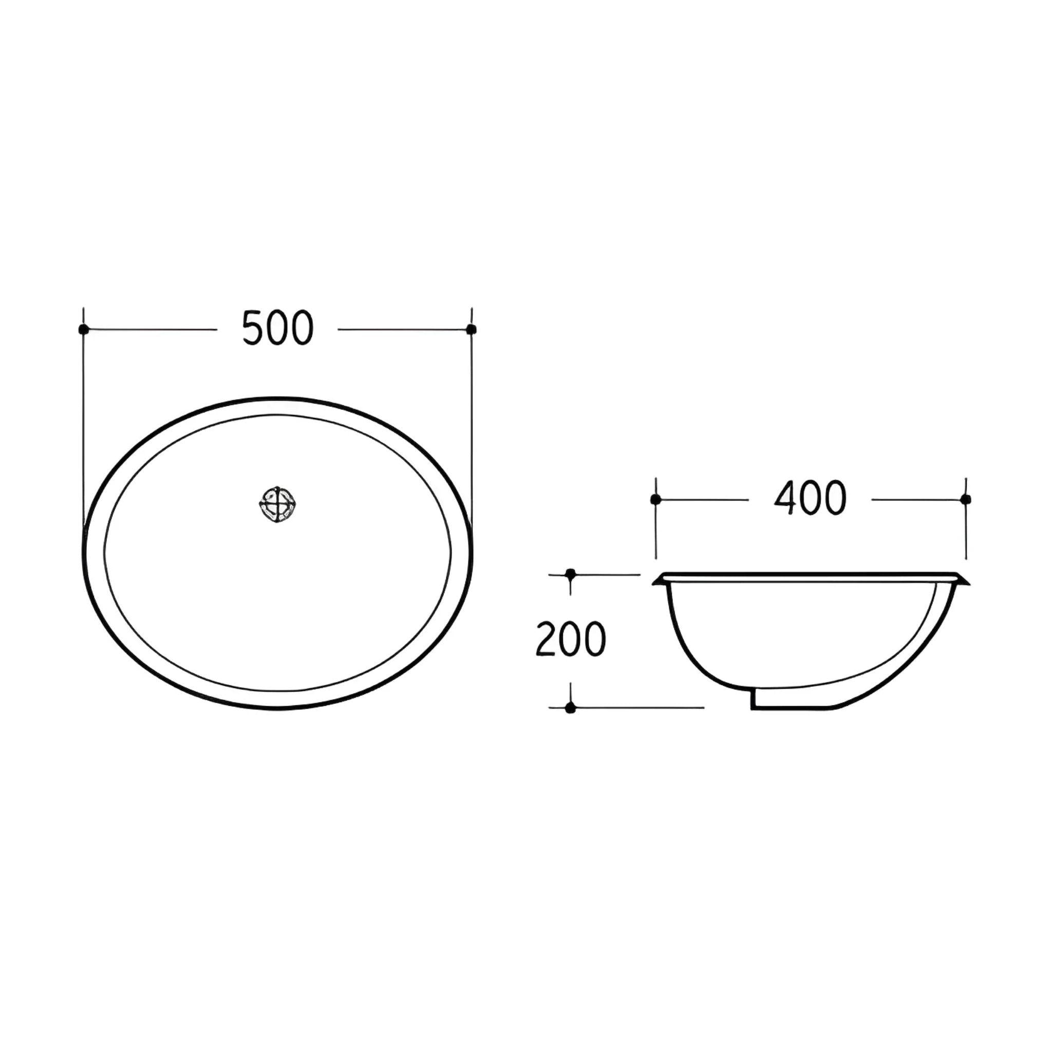 POSEIDON UNDER COUNTER BASIN GLOSS WHITE 500MM