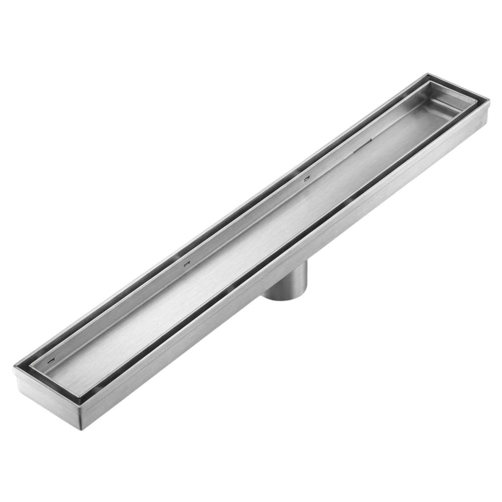 VITO TILE INSERT FLOOR CHANNEL DRAIN BRUSHED STAINLESS STEEL (MULTIPLE SIZES AVAILABLE)
