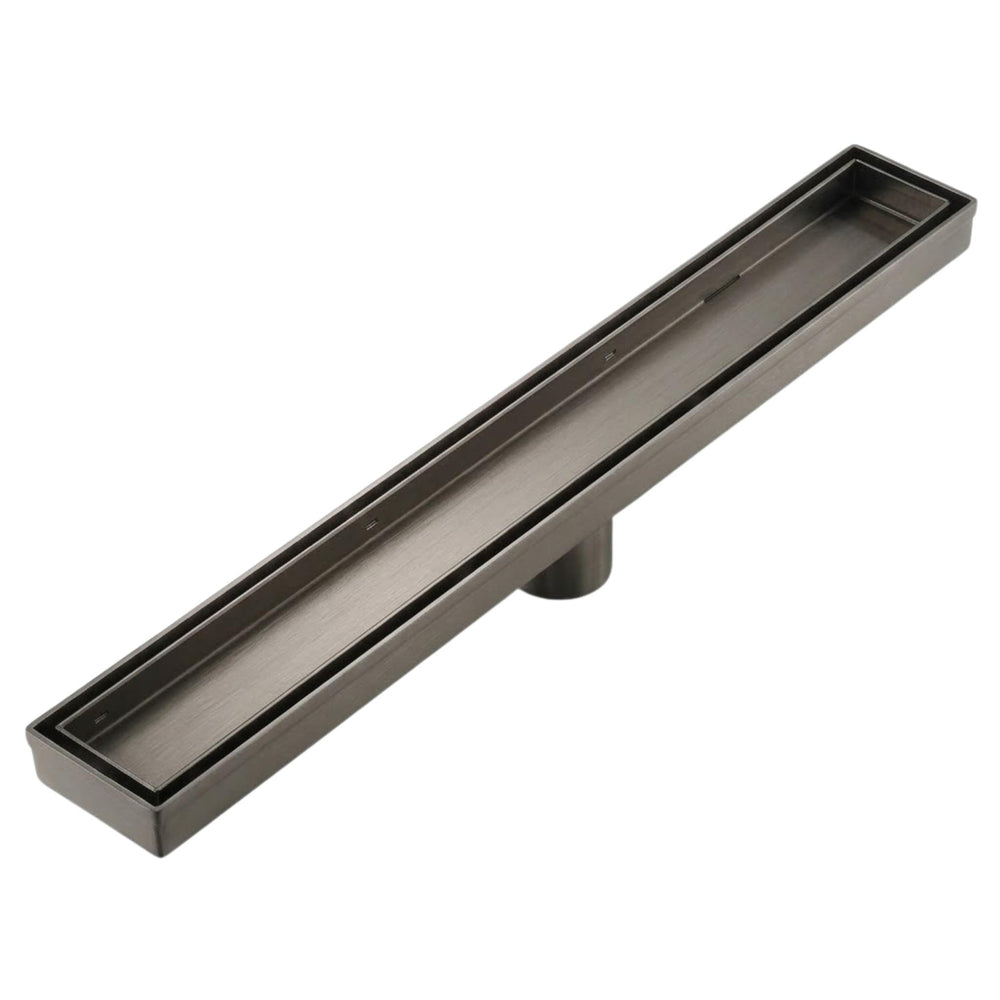 VITO TILE INSERT FLOOR CHANNEL DRAIN GUN METAL (MULTIPLE SIZES AVAILABLE)