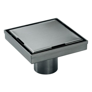 VITO SQUARE TILE INSERT FLOOR DRAIN GUN METAL 115MM