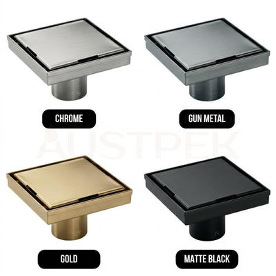 VITO SQUARE TILE INSERT FLOOR DRAIN BRUSHED STAINLESS STEEL 115MM