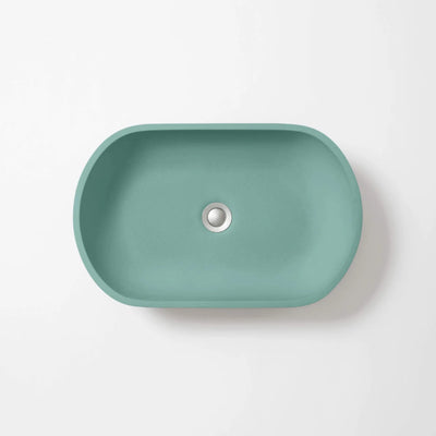 CONCRETE STUDIO KAARLA OVAL ABOVE COUNTER BASIN AQUA 540MM