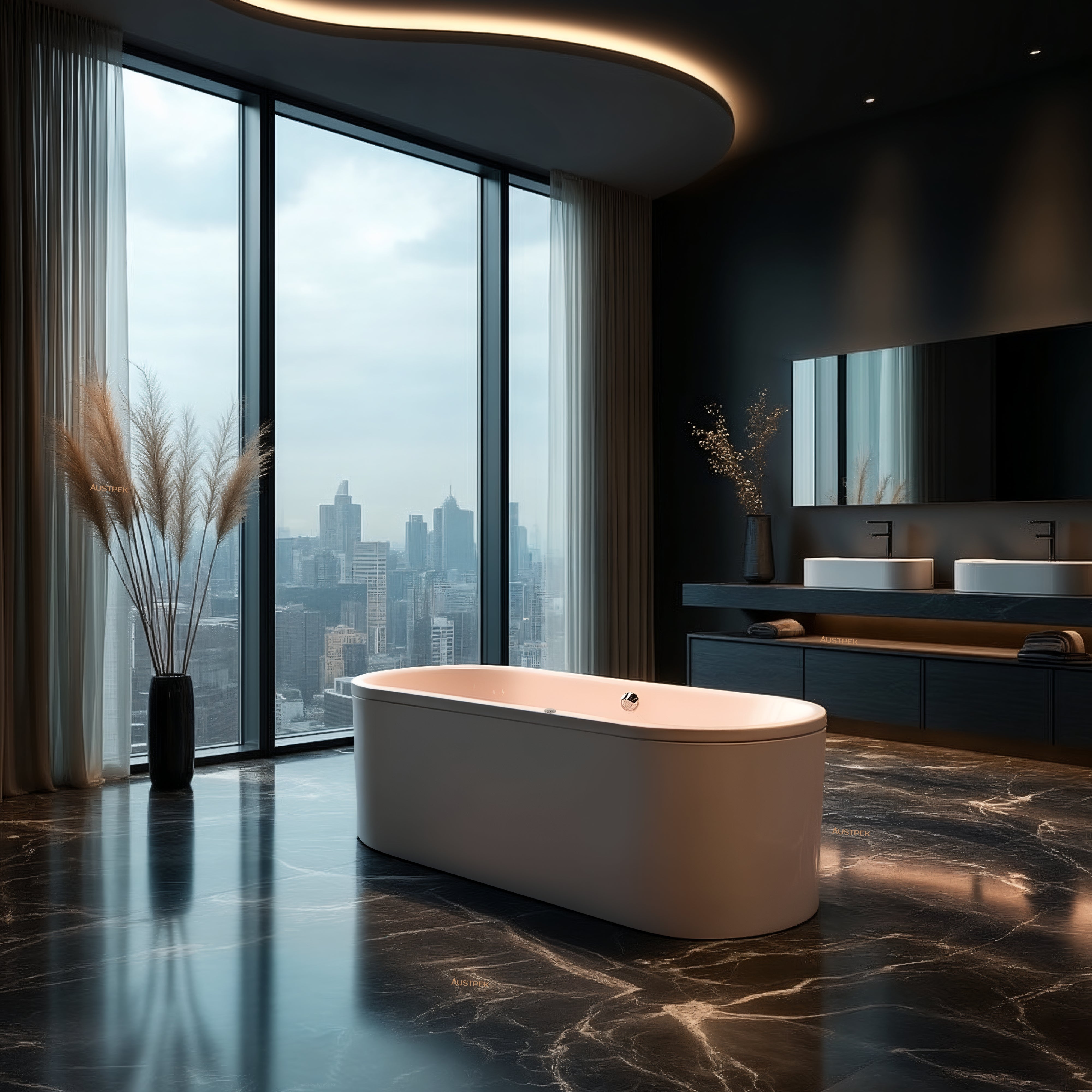 KALDEWEI CLASSIC DUO OVAL ENAMEL STEEL SPA BATHTUB WITH MULTIPOINT AIR SPA SYSTEM ALPINE GLOSS WHITE