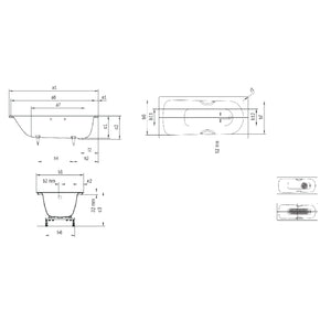 KALDEWEI EUROWA BUILT-IN ENAMEL STEEL BATHTUB ALPINE GLOSS WHITE (MULTIPLE SIZES AVAILABLE)