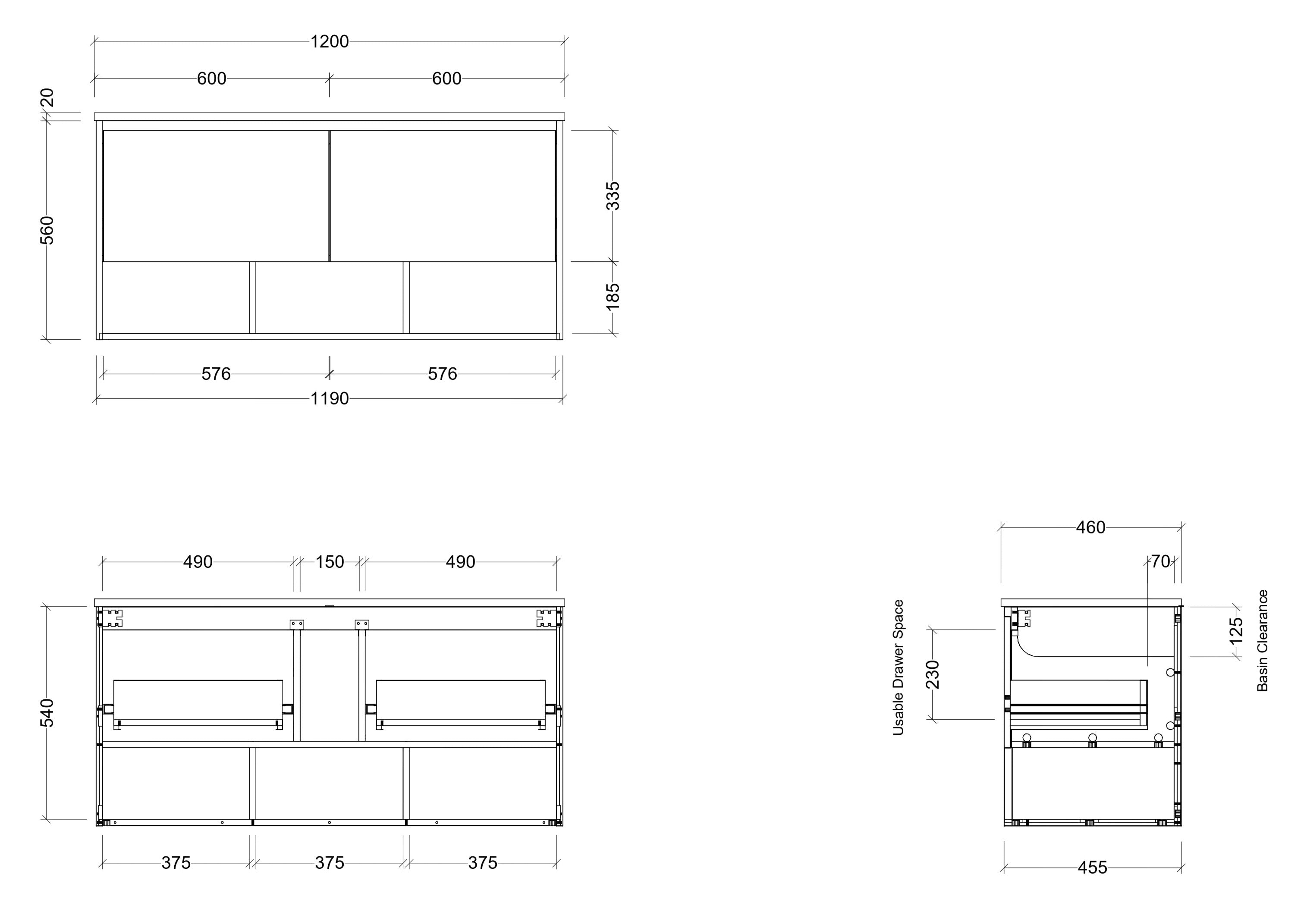 TIMBERLINE KANSAS CUSTOM WALL HUNG VANITY (ALL SIZING)