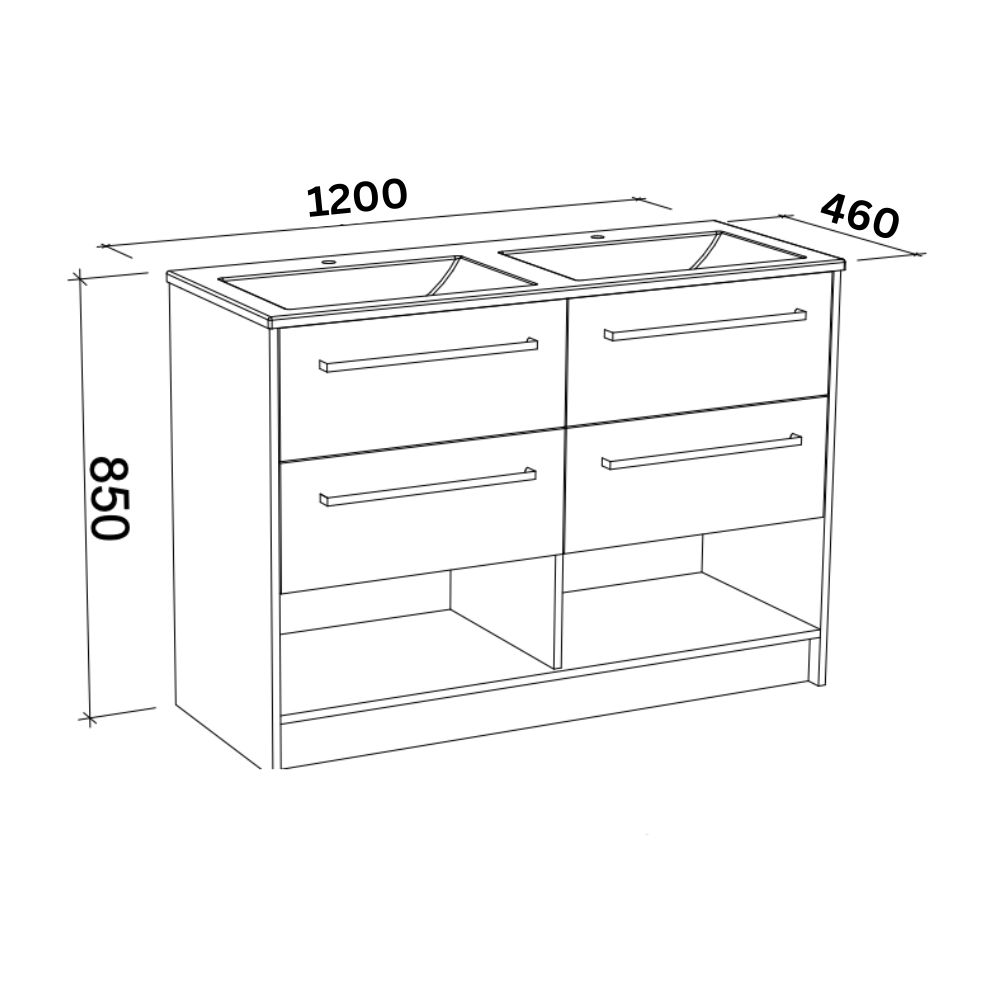 TIMBERLINE KANSAS CUSTOM FLOOR STANDING VANITY (ALL SIZING)