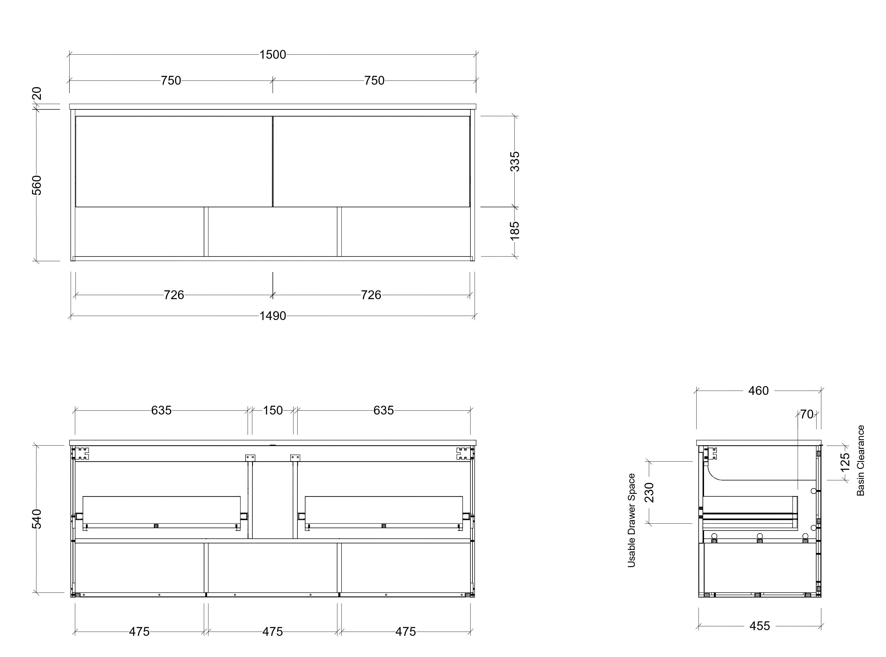 TIMBERLINE KANSAS CUSTOM WALL HUNG VANITY (ALL SIZING)