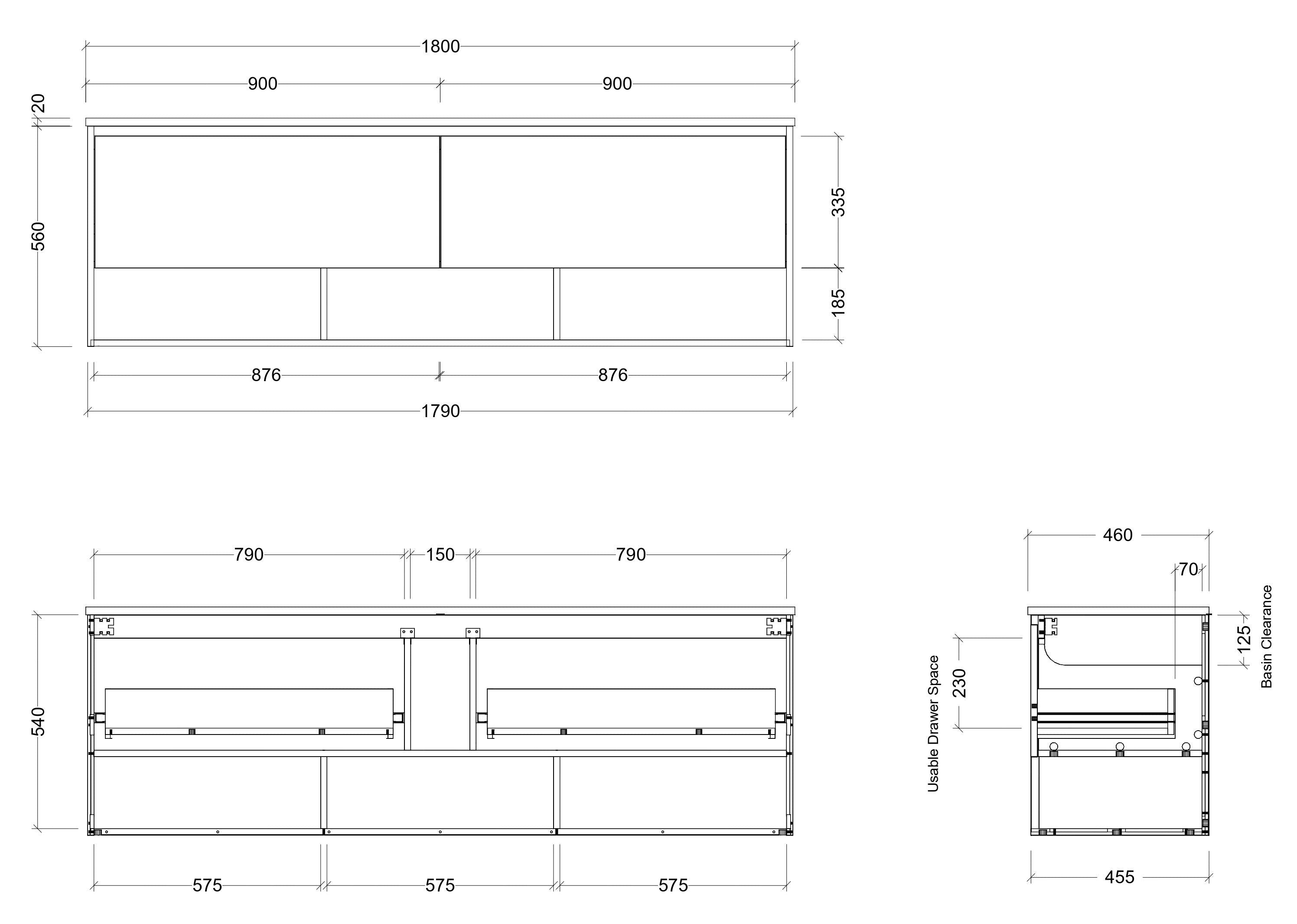 TIMBERLINE KANSAS CUSTOM WALL HUNG VANITY (ALL SIZING)